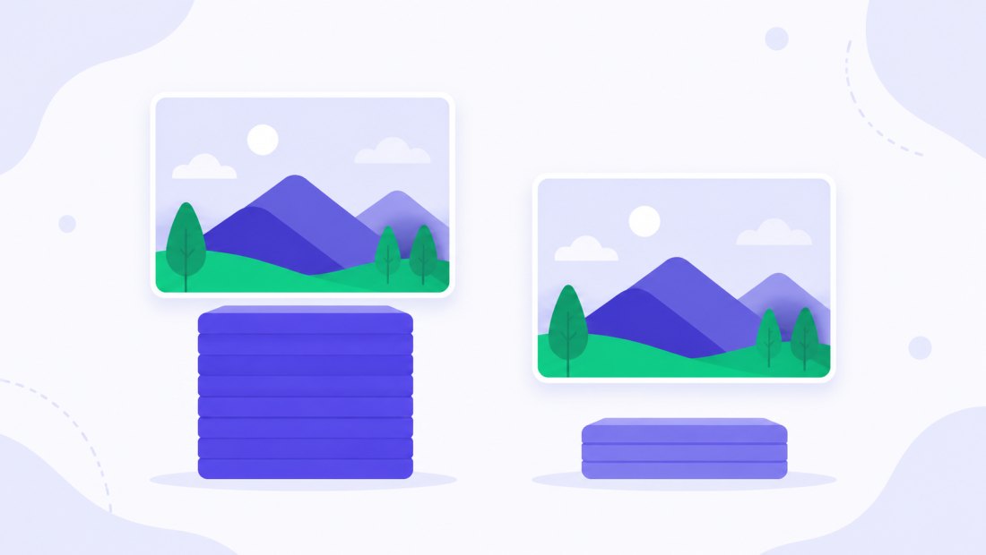 The same JPEG at full quality next to an 80% version, looking identical but far lighter