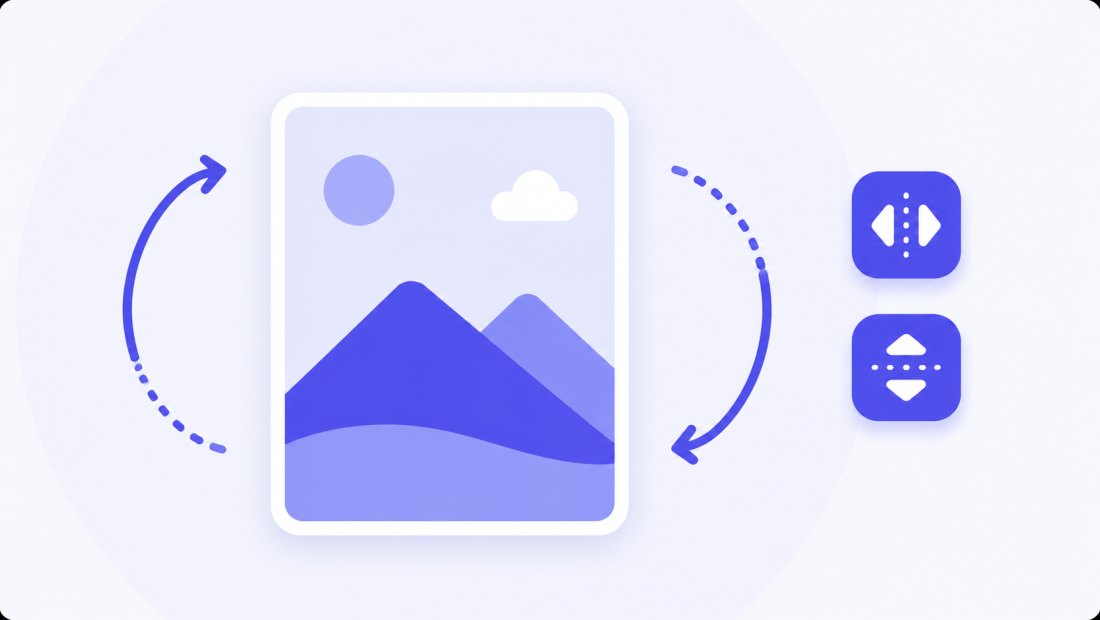 Rotate and flip controls applied to a photo: a 90 degree rotation and a horizontal flip