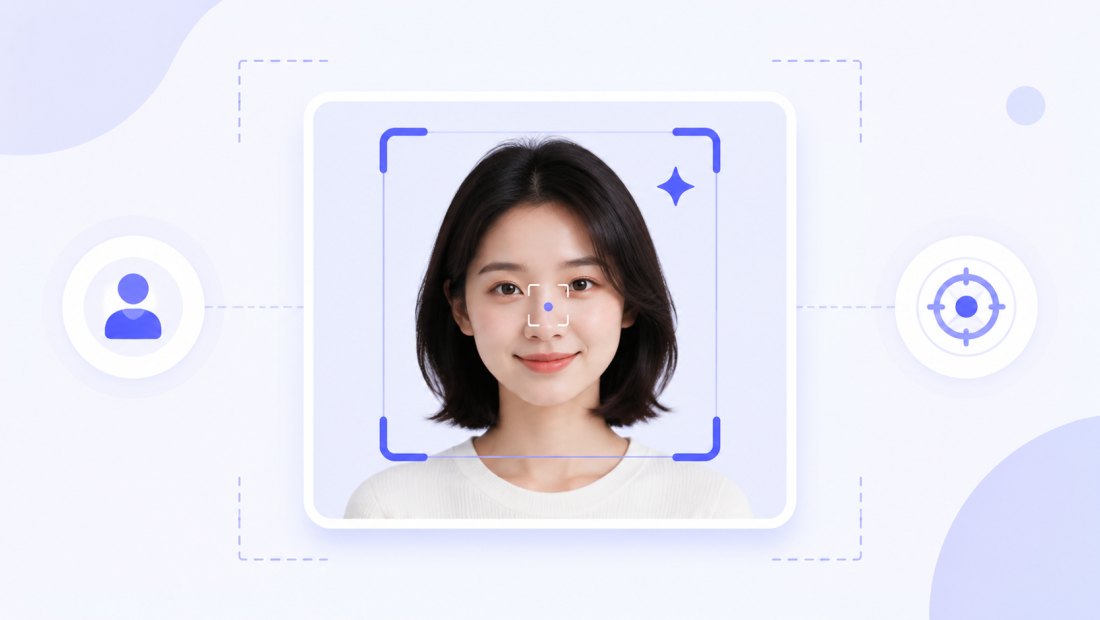 Smart auto-crop placing the crop frame over the face and main subject of a photo