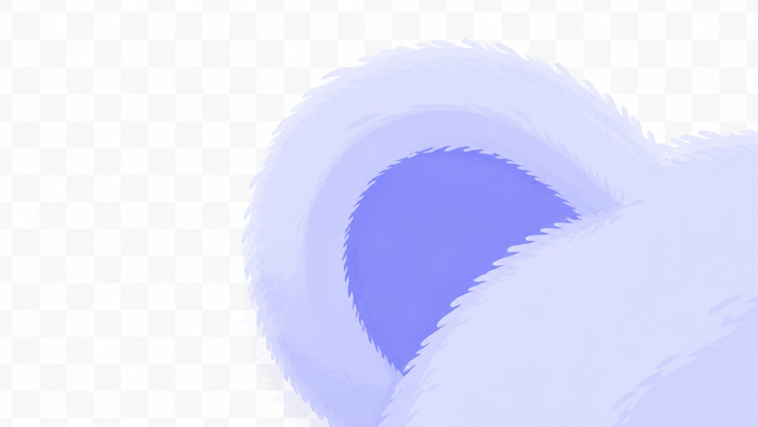 A close-up of cleanly removed background around strands of hair on a transparent checkerboard