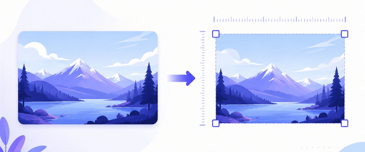 A landscape photo being scaled to fit an exact 1920×1080 frame with corner handles